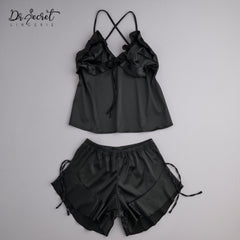 Rosy Ruffle Satin Set