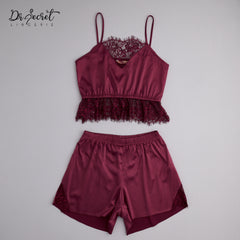 Elegant Satin & Lace Two-Piece Set
