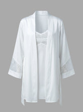 White Lace Satin Robe
