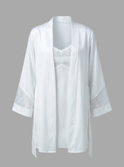 White Lace Satin Robe