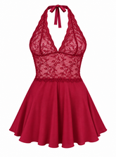 Floral Lace Halter Mini Dress