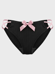 Ribbed Bow Strap Panty