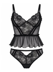 Lattice Lace Peplum Set