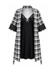 Checkered Robe Nightdress Set