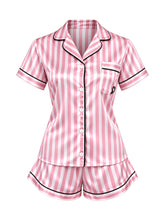 Pink Stripe Satin Shorts Set