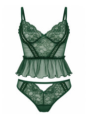 Lattice Lace Peplum Set