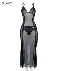 Midnight Lace Sheer Dress