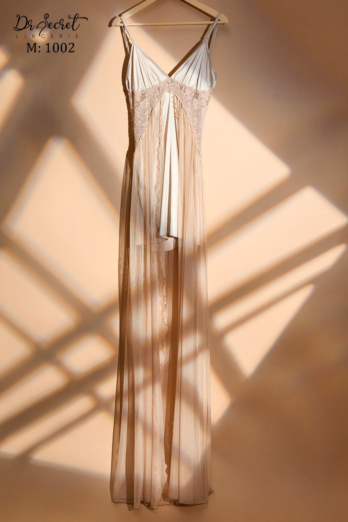 Long lace with satin nightgown
