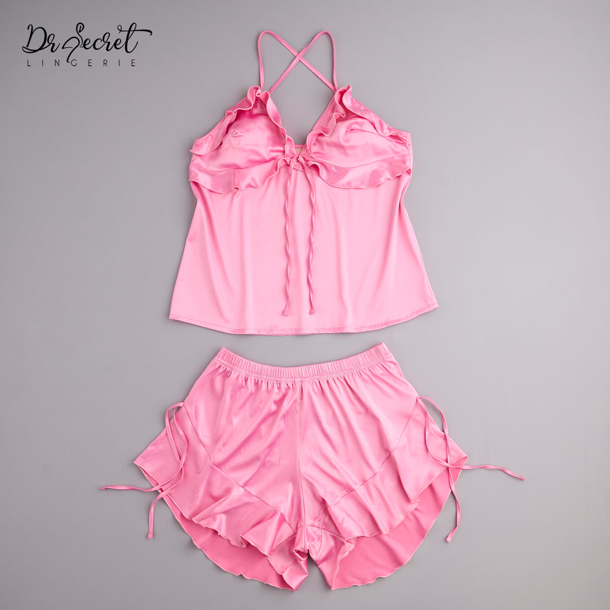 Rosy Ruffle Satin Set