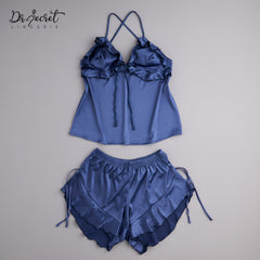 Rosy Ruffle Satin Set