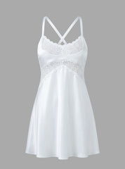 White Lace Satin Robe