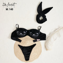 black kitty bra set
