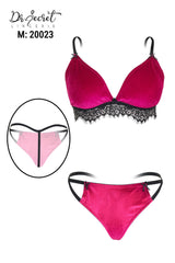 Velvet bra and panty set