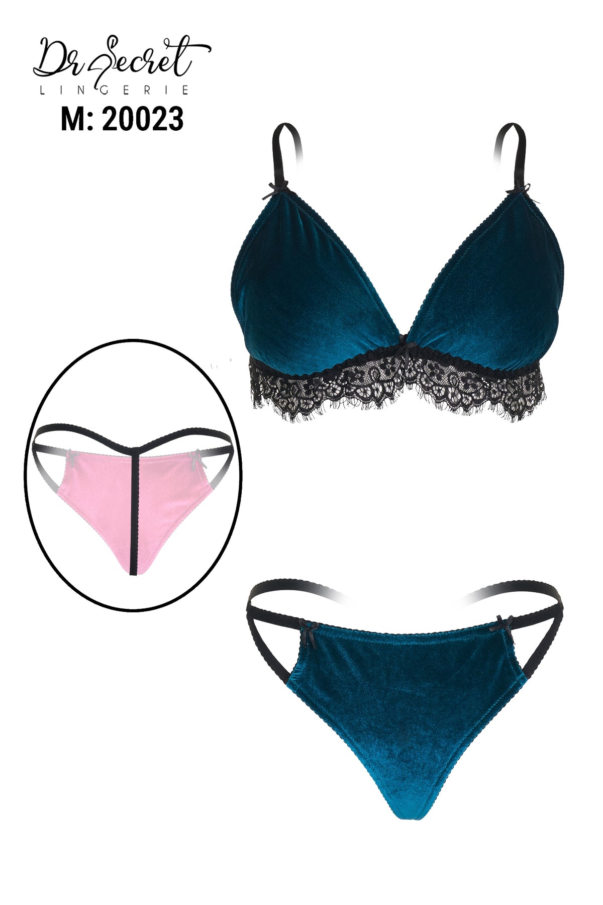 Velvet bra and panty set