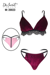 Velvet bra and panty set
