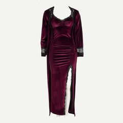 Long Velvet Nightdress with Robe