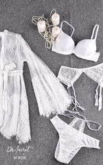 White garter set with robe