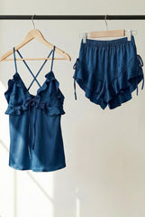 Rosy Ruffle Satin Set