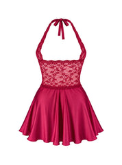 Floral Lace Halter Mini Dress
