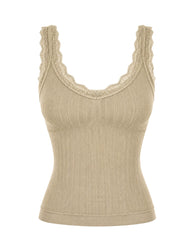 Lace Trim Ribbed Bralette