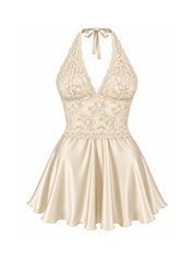 Floral Lace Halter Mini Dress
