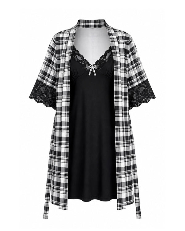 طقم قميص نوم وروب كاروهات - Black / L