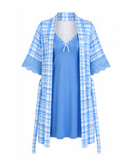 Checkered Robe Nightdress Set