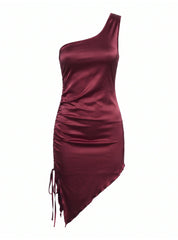 One-Shoulder Satin Dress