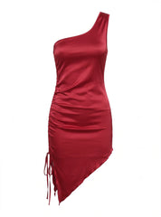 One-Shoulder Satin Dress
