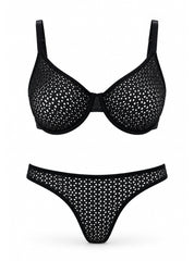 Black Mesh Pattern Bra & Panty Set