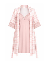 Checkered Robe Nightdress Set