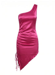 One-Shoulder Satin Dress